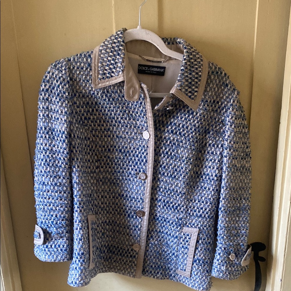Dolce & Gabbana Blue Tweed Jacket